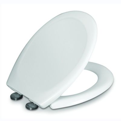 Copertura del sedile del bagno di plastica bianca a forma quadrata con sblocco rapido e chiusura a cuscino