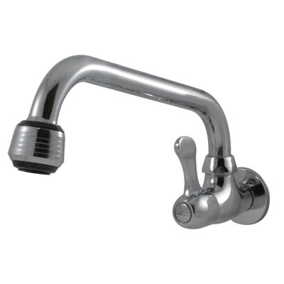 Rubinetto per lavabo in ottone con maniglia singola e finitura cromata per lavabo da bagno a parete