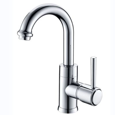 Rubinetto per lavabo monocomando in cromo con cartuccia in ceramica e miscelatore acqua calda/fredda